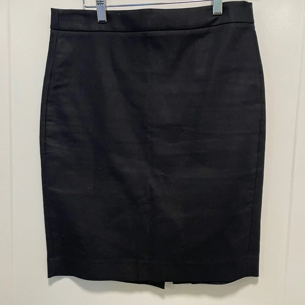 J. Crew Black Cotton Twill Tailored Pencil Skirt Size 2 Office‎ Professional